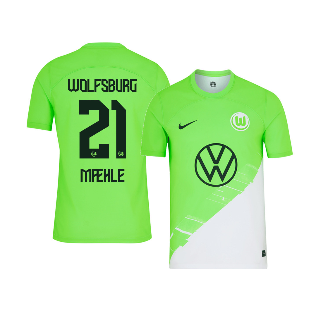 Joakim Mhle 21 VfL Wolfsburg 2023-24 Home YOUTH Jersey – Green