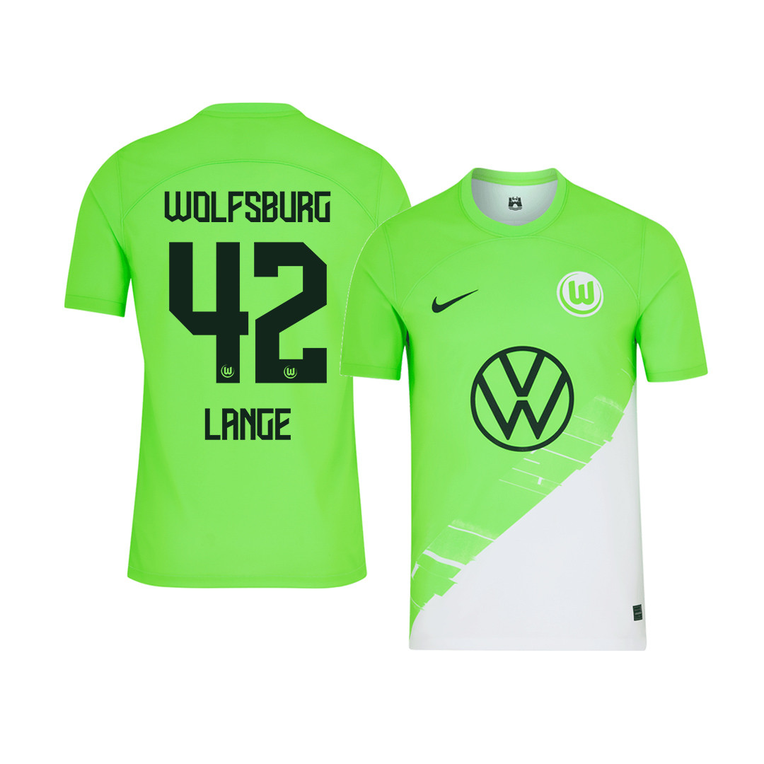 Felix Lange 42 VfL Wolfsburg 2023-24 Home YOUTH Jersey – Green