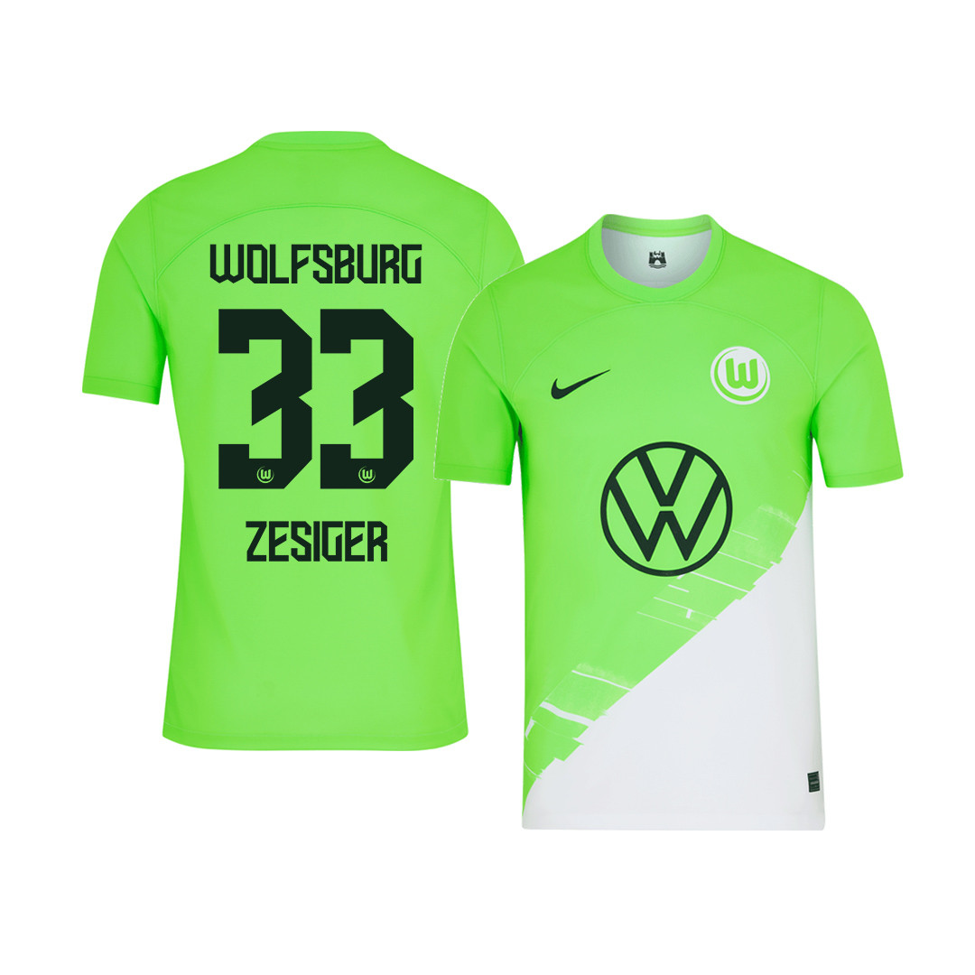 Cdric Zesiger 33 VfL Wolfsburg 2023-24 Home YOUTH Jersey – Green