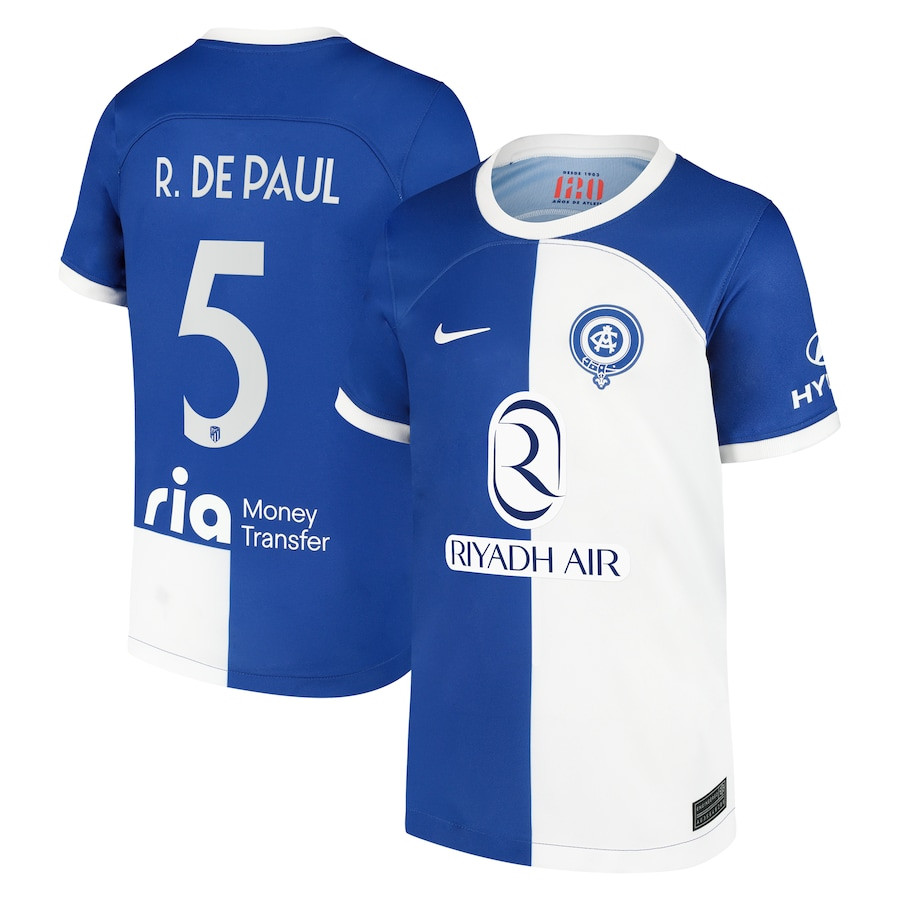 R. De Paul 5 Atletico de Madrid 2023/24 Away Metropolitano Stadium YOUTH Jersey – Royal
