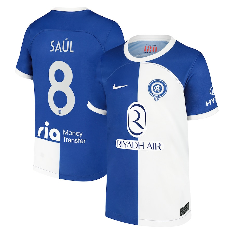 Sal guez 8 Atletico de Madrid 2023/24 Away Metropolitano Stadium YOUTH Jersey – Royal