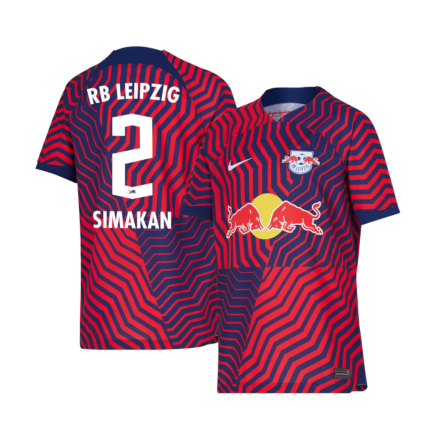 Mohamed Simakan 2 RB Leipzig 2023-24 Away YOUTH Jersey – Red Blue