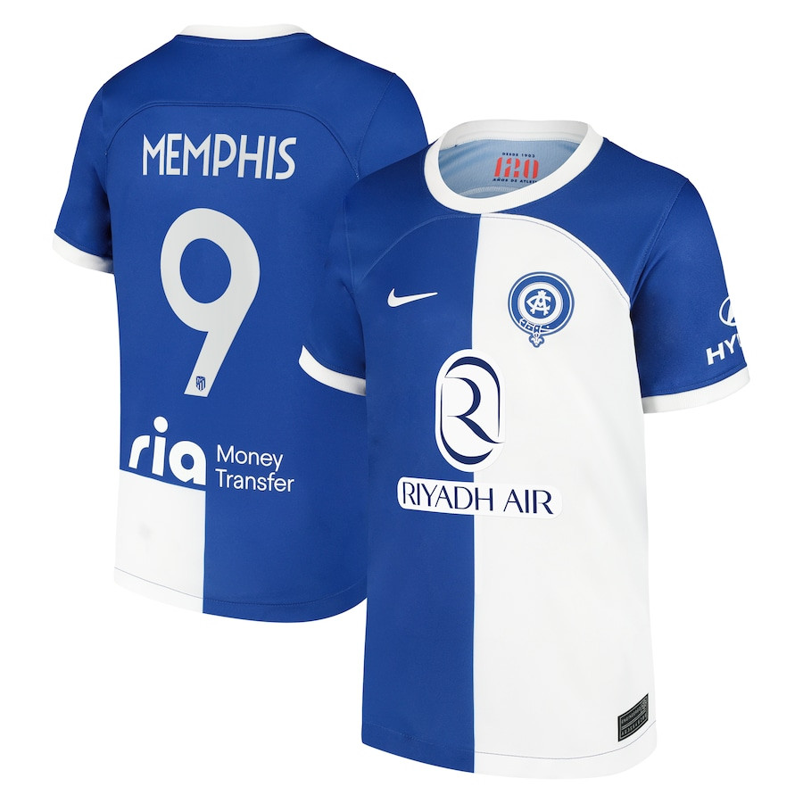 Memphis 9 Atletico de Madrid 2023/24 Away Metropolitano Stadium YOUTH Jersey – Royal