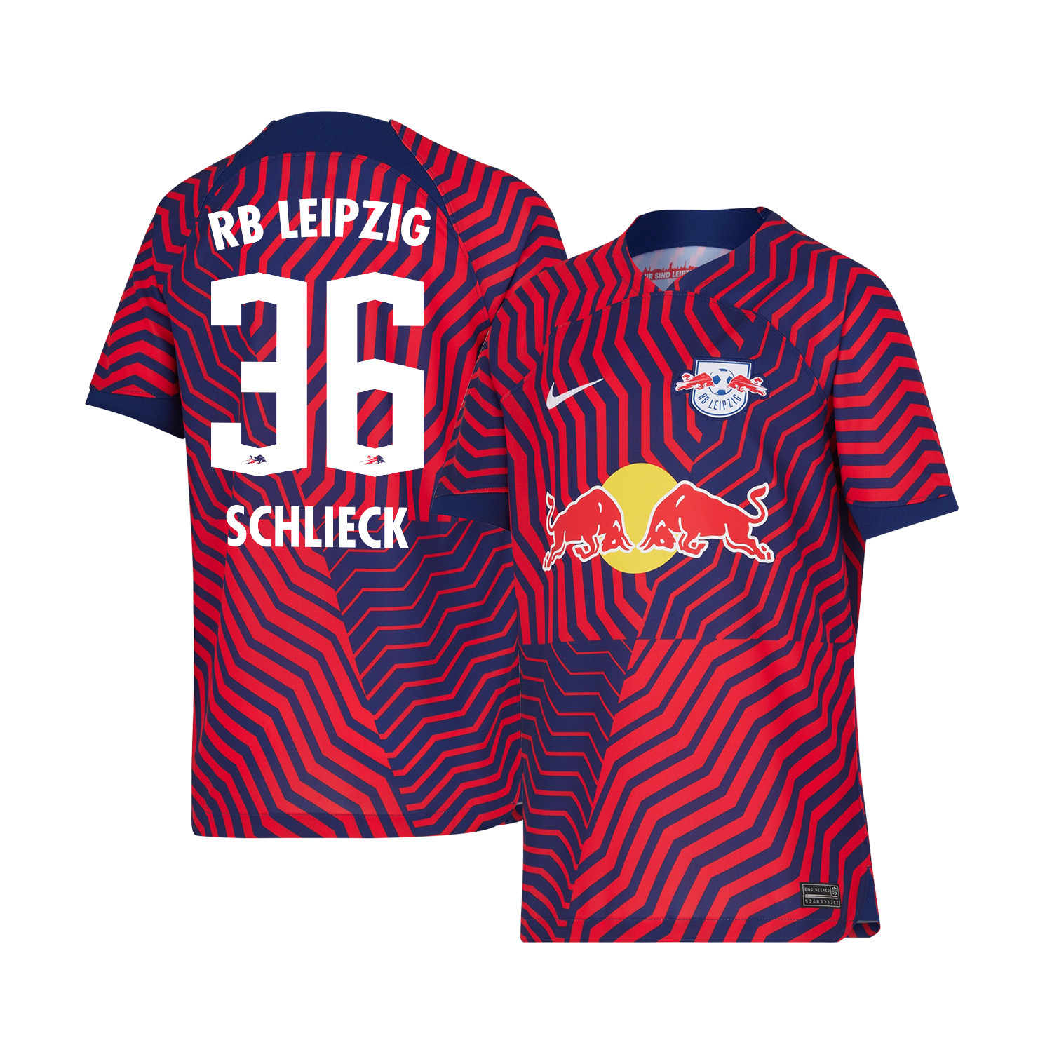 Timo Schlieck 36 RB Leipzig 2023-24 Away YOUTH Jersey – Red Blue