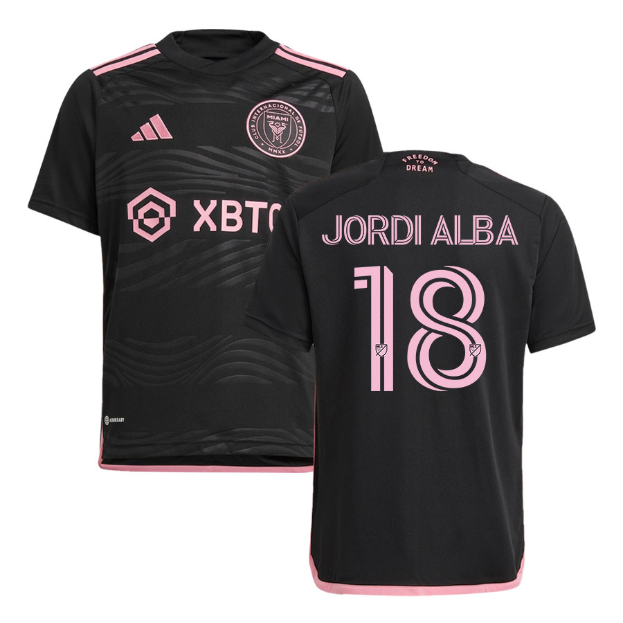 Jordi Alba 18 Inter Miami FC 2023 Home Youth Jersey – Black
