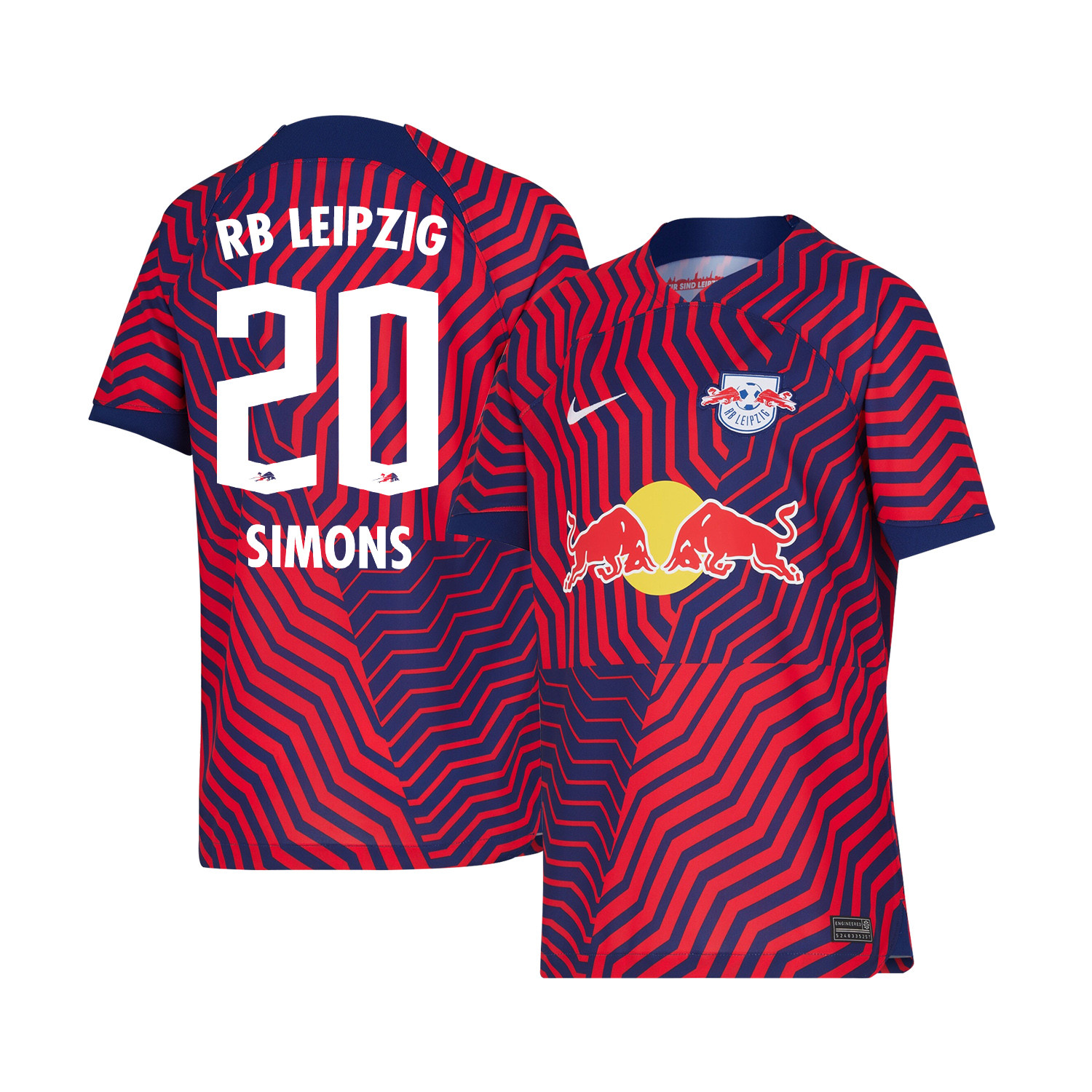 Xavi Simons 20 RB Leipzig 2023-24 Away YOUTH Jersey – Red Blue