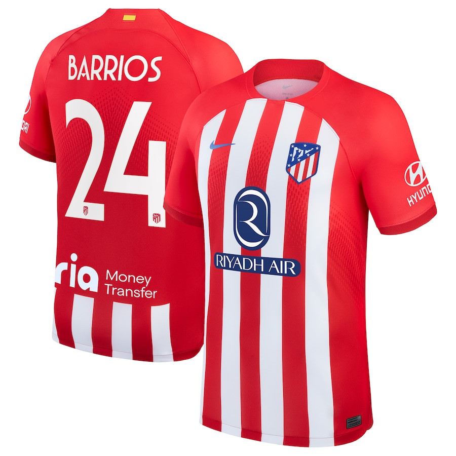 Pablo Barrios 24 Atletico de Madrid 2023/24 Home Metropolitano Stadium Men Jersey – Red