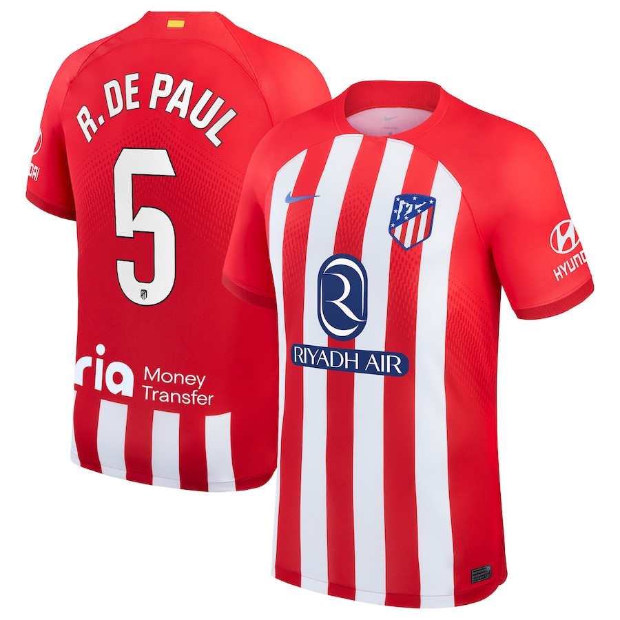 Rodrigo De Paul 5 Atletico de Madrid 2023/24 Home Stadium Men Jersey – Red