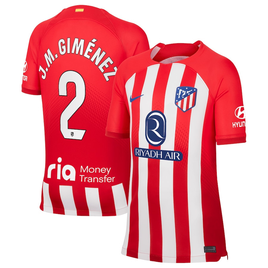 Jos Mara Gimnez 2 Atletico de Madrid 2023/24 Home Stadium YOUTH Jersey – Red