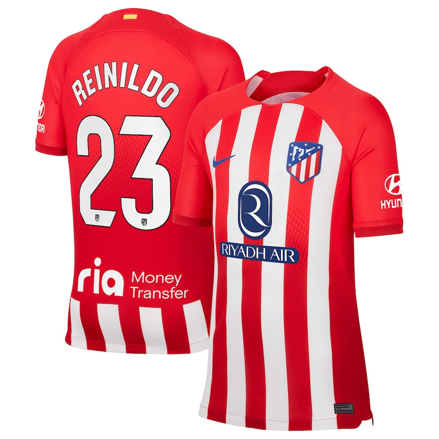 Reinildo Mandava 23 Atletico de Madrid 2023/24 Home Stadium YOUTH Jersey – Red