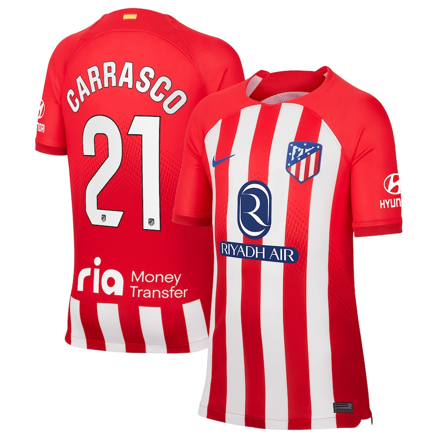 Yannick Carrasco 21 Atletico de Madrid 2023/24 Home Stadium YOUTH Jersey – Red