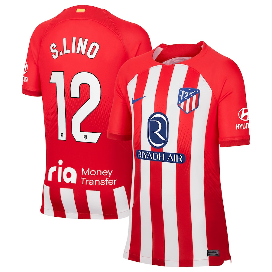 Samuel Lino 12 Atletico de Madrid 2023/24 Home Stadium YOUTH Jersey – Red