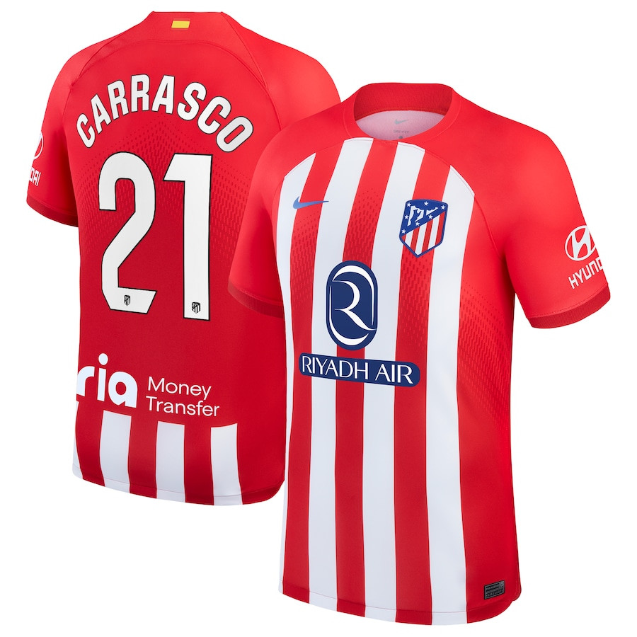 Yannick Carrasco 21 Atletico de Madrid 2023/24 Home Stadium Men Jersey – Red