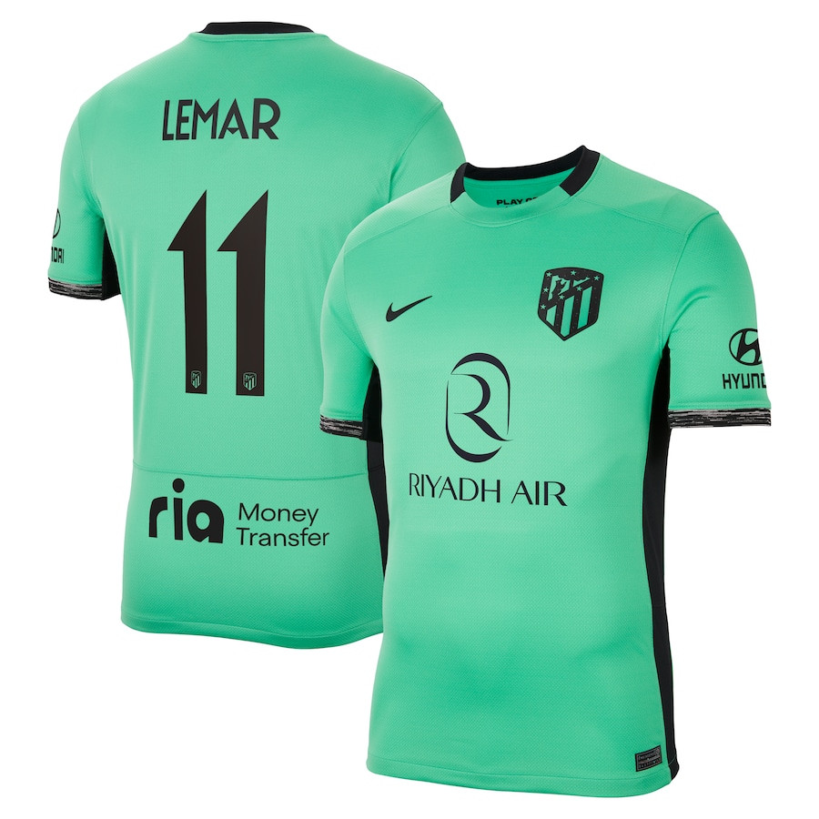 Thomas Lemar 11 Atletico de Madrid 2023/24 Third Metropolitano Stadium Men Jersey – Turquoise