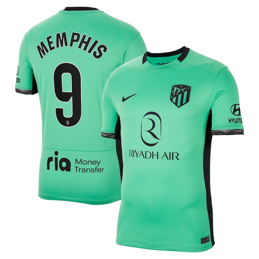 Memphis 9 Atletico de Madrid 2023/24 Third Stadium Men Jersey – Turquoise