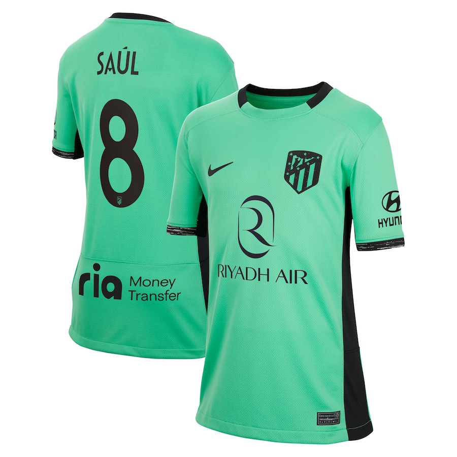 Sal guez 8 Atletico de Madrid 2023/24 Third Metropolitano Stadium YOUTH Jersey – Turquoise