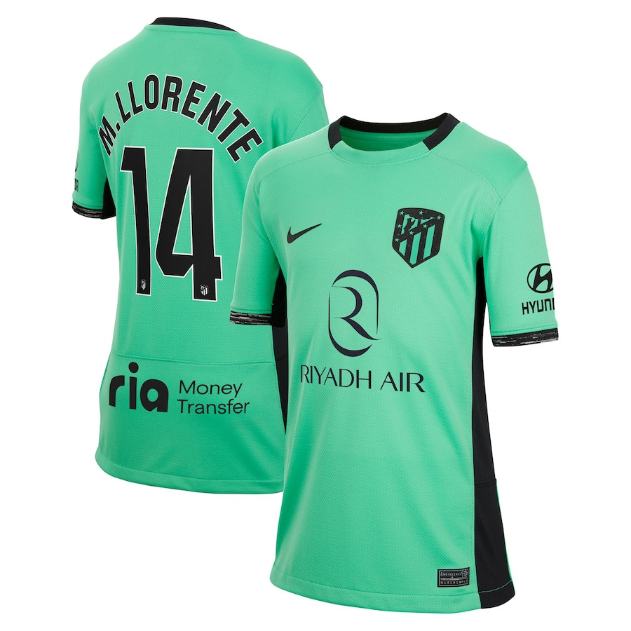 M. Llorente 14 Atletico de Madrid 2023/24 Third Stadium YOUTH Jersey – Turquoise