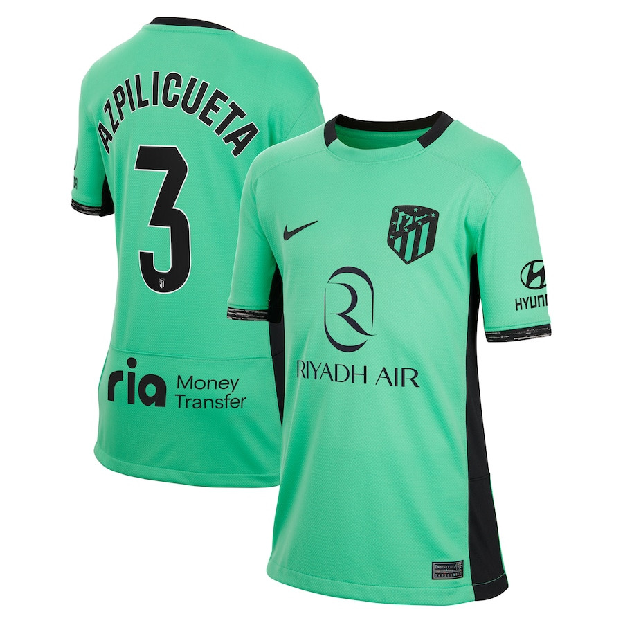 Csar Azpilicueta 3 Atletico de Madrid 2023/24 Third Stadium YOUTH Jersey – Turquoise