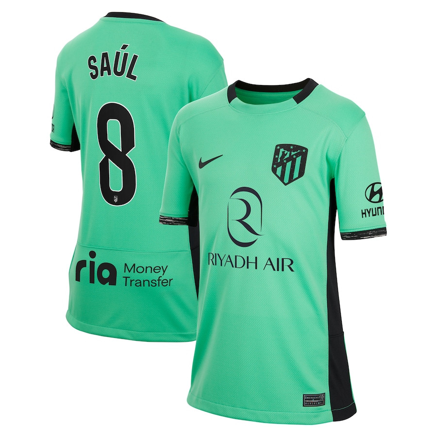Sal guez 8 Atletico de Madrid 2023/24 Third Stadium YOUTH Jersey – Turquoise