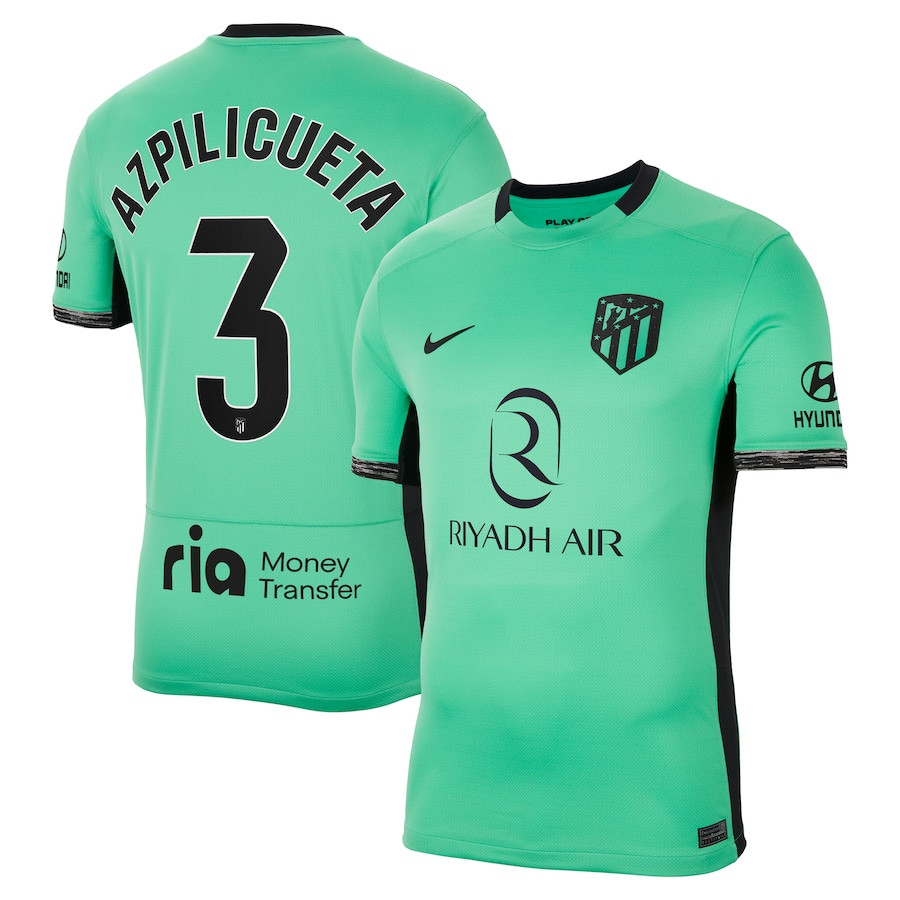 Csar Azpilicueta 3 Atletico de Madrid 2023/24 Third Stadium Men Jersey – Turquoise