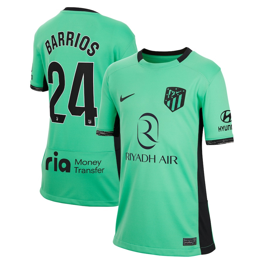 Pablo Barrios 24 Atletico de Madrid 2023/24 Third Stadium YOUTH Jersey – Turquoise