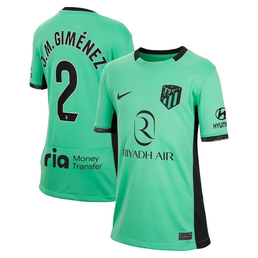 Jos Mara Gimnez 2 Atletico de Madrid 2023/24 Third Stadium YOUTH Jersey – Turquoise