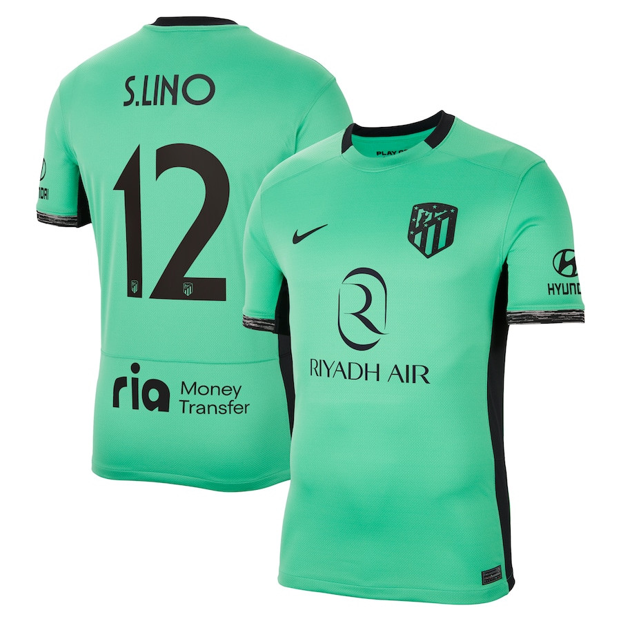Samuel Lino 12 Atletico de Madrid 2023/24 Third Metropolitano Stadium Men Jersey – Turquoise