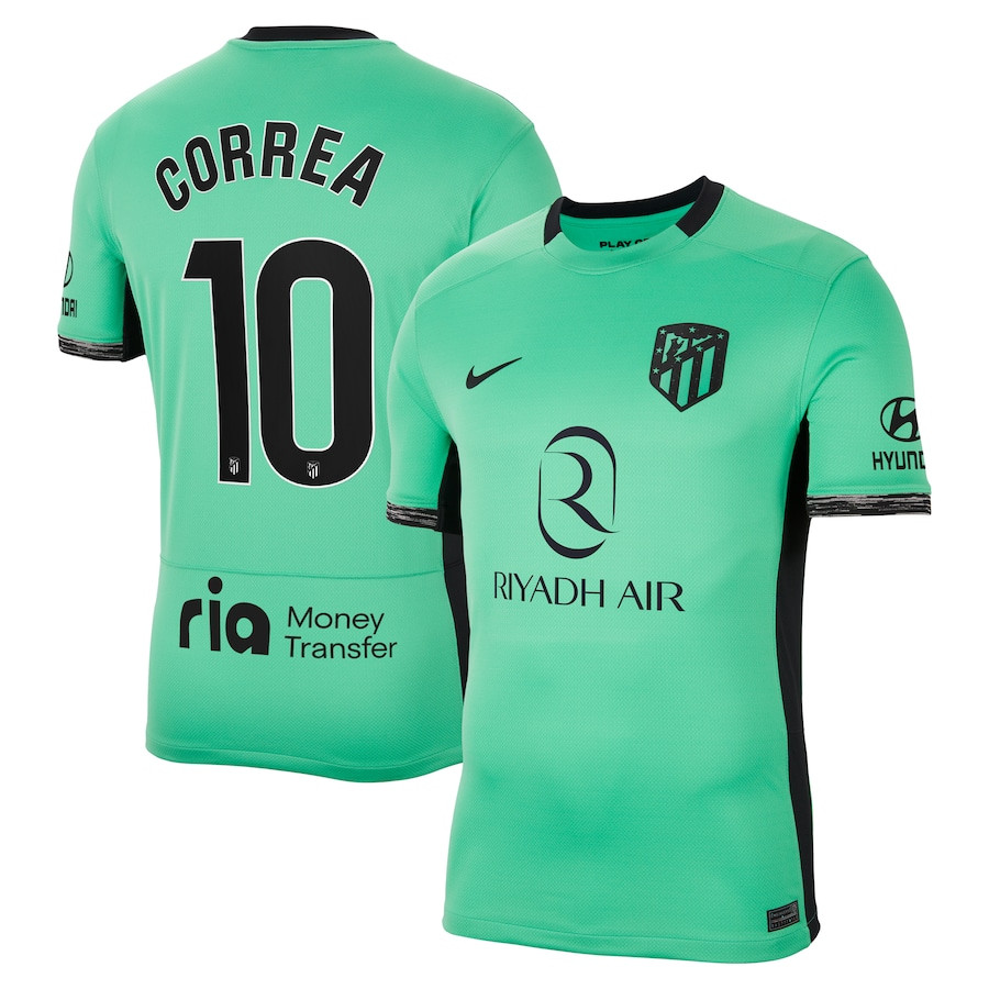 ngel Correa 10 Atletico de Madrid 2023/24 Third Stadium Men Jersey – Turquoise