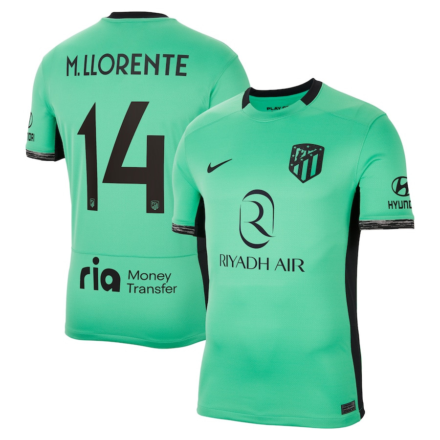 M. Llorente 14 Atletico de Madrid 2023/24 Third Metropolitano Stadium Men Jersey – Turquoise