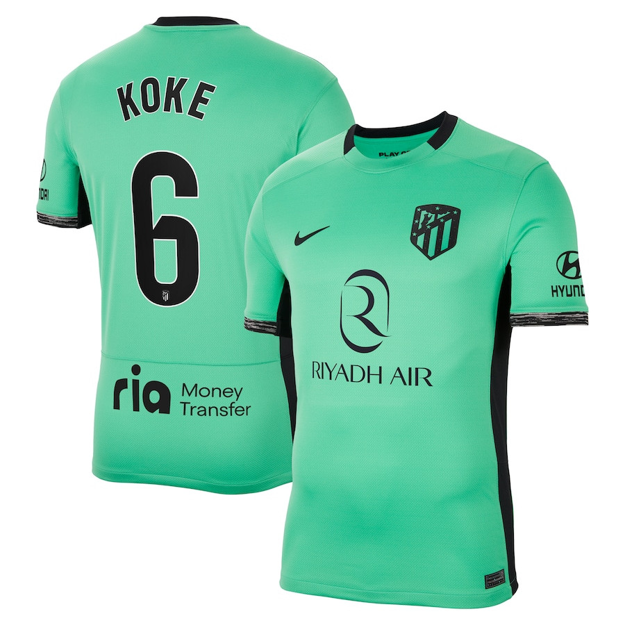 Koke 6 Atletico de Madrid 2023/24 Third Stadium Men Jersey – Turquoise