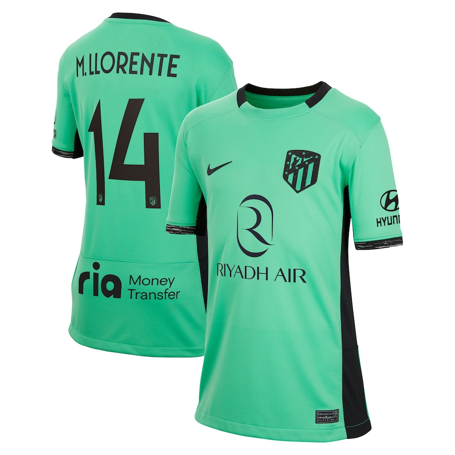 M. Llorente 14 Atletico de Madrid 2023/24 Third Metropolitano Stadium YOUTH Jersey – Turquoise
