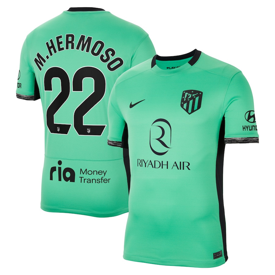 M.Hermoso 22 Atletico de Madrid 2023/24 Third Stadium Men Jersey – Turquoise
