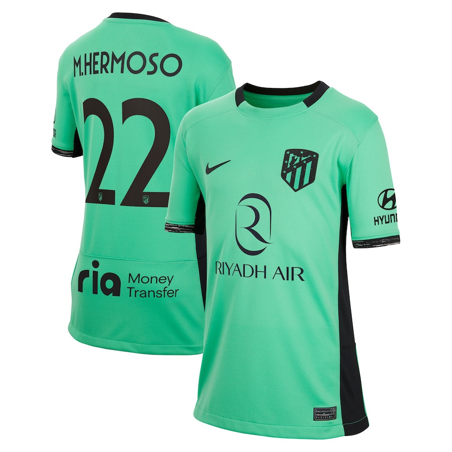 M.Hermoso 22 Atletico de Madrid 2023/24 Third Metropolitano Stadium YOUTH Jersey – Turquoise