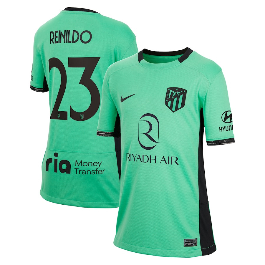 Reinildo Mandava 23 Atletico de Madrid 2023/24 Third Metropolitano Stadium YOUTH Jersey – Turquoise