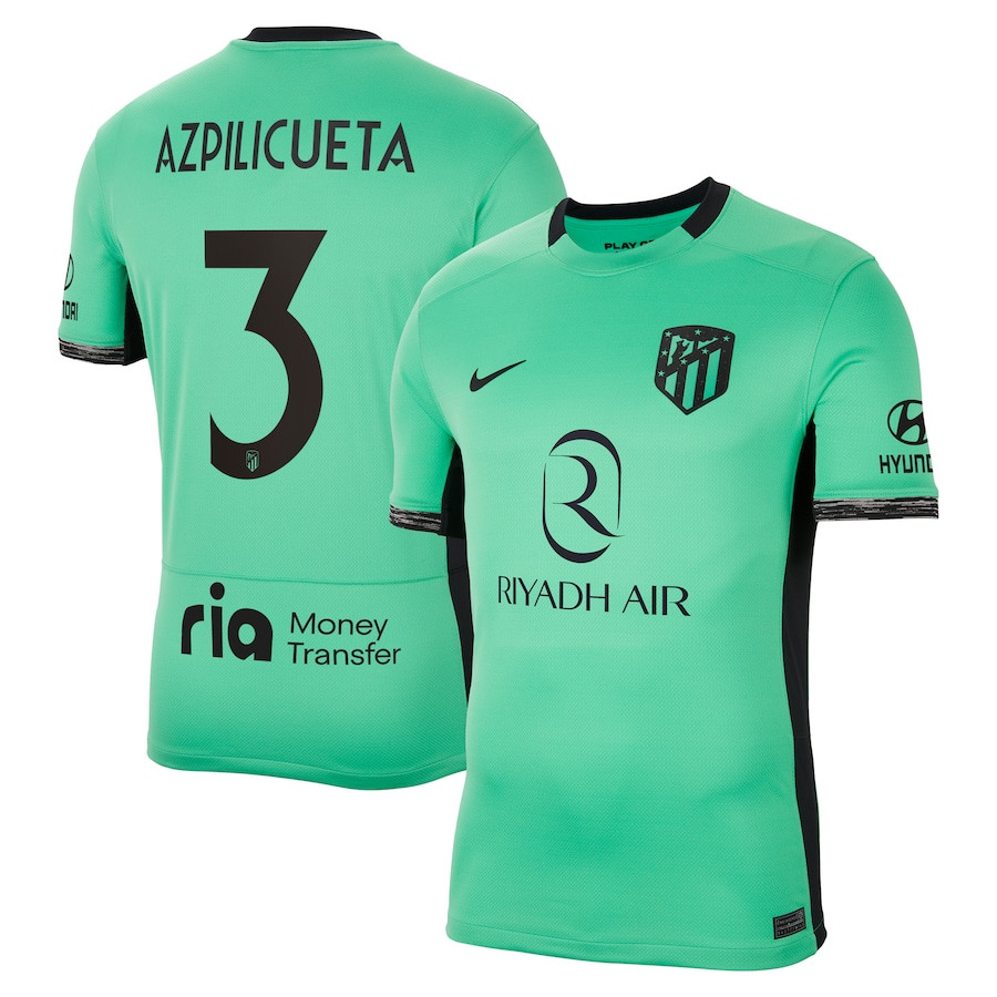 Csar Azpilicueta 3 Atletico de Madrid 2023/24 Third Metropolitano Stadium Men Jersey – Turquoise