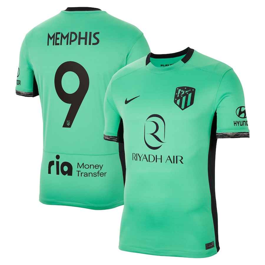 Memphis 9 Atletico de Madrid 2023/24 Third Metropolitano Stadium Men Jersey – Turquoise