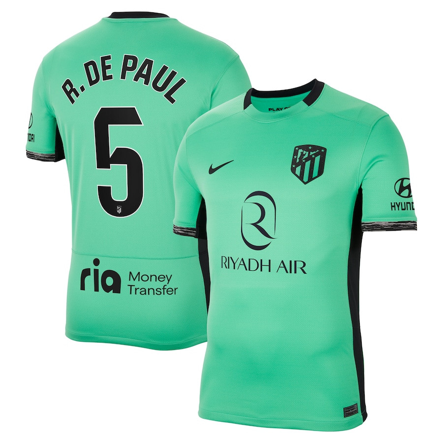 R. De Paul 5 Atletico de Madrid 2023/24 Third Stadium Men Jersey – Turquoise