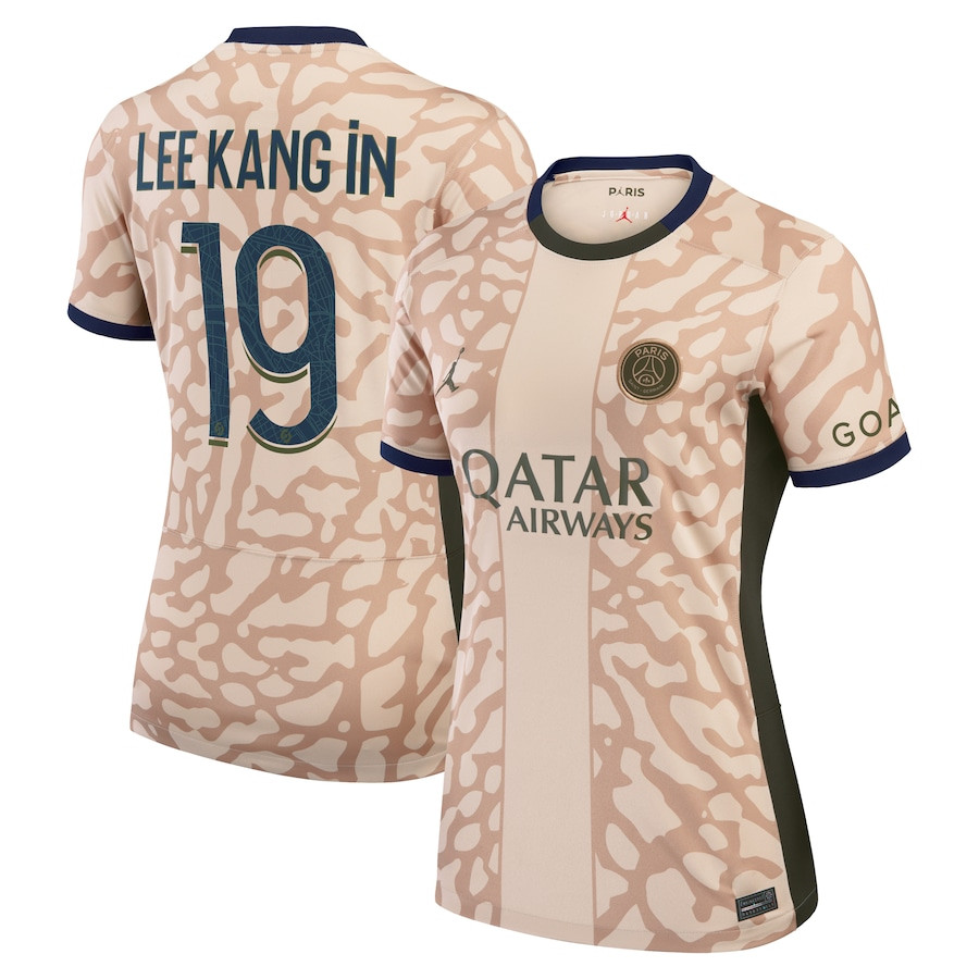 Lee Kang In 19 Paris Saint-Germain 2023/24 Fourth Stadium Women Jersey – Tan