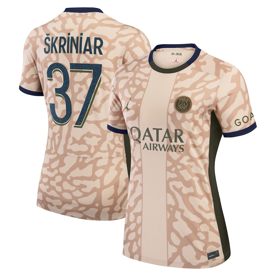 Milan kriniar 37 Paris Saint-Germain 2023/24 Fourth Stadium Women Jersey – Tan