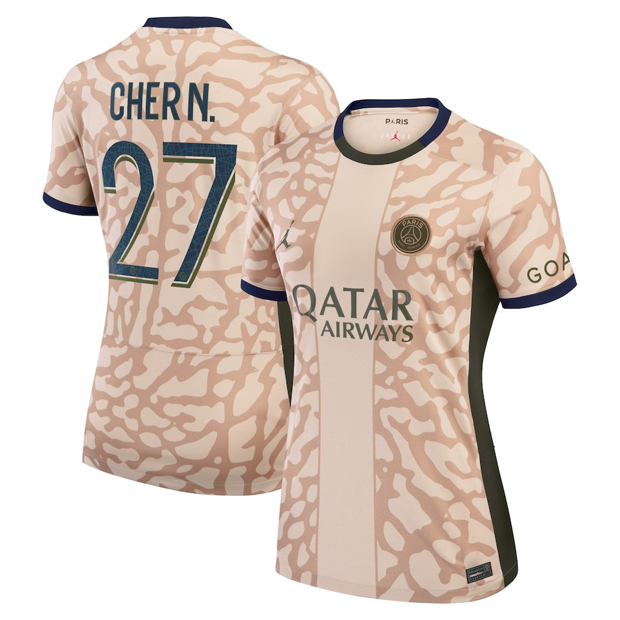 Cher Ndour 27 Paris Saint-Germain 2023/24 Fourth Stadium Women Jersey – Tan