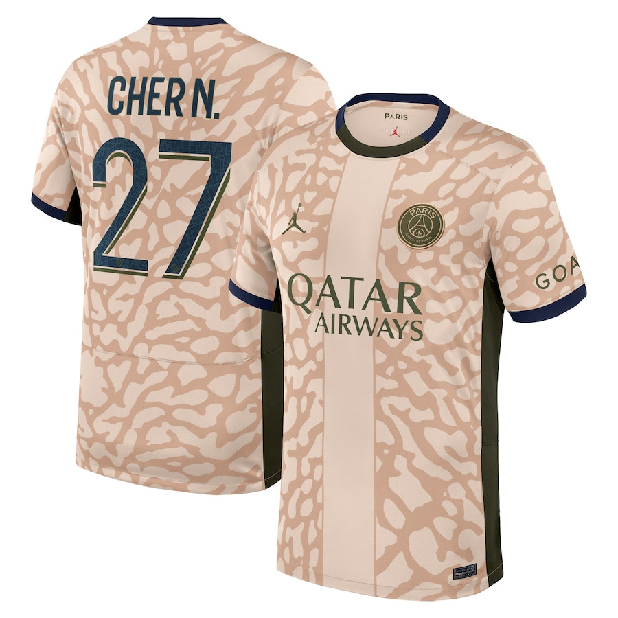 Cher Ndour 27 Paris Saint-Germain 2023/24 Fourth Stadium Men Jersey – Tan