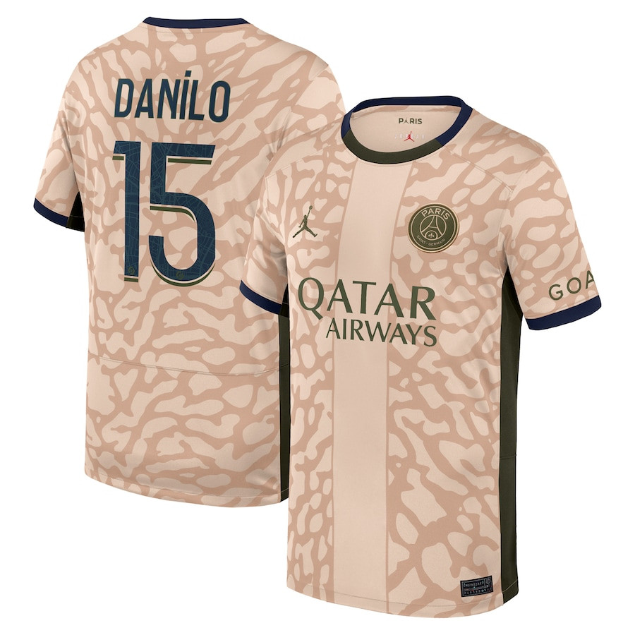 Danilo Pereira 15 Paris Saint-Germain 2023/24 Fourth Stadium YOUTH Jersey – Tan