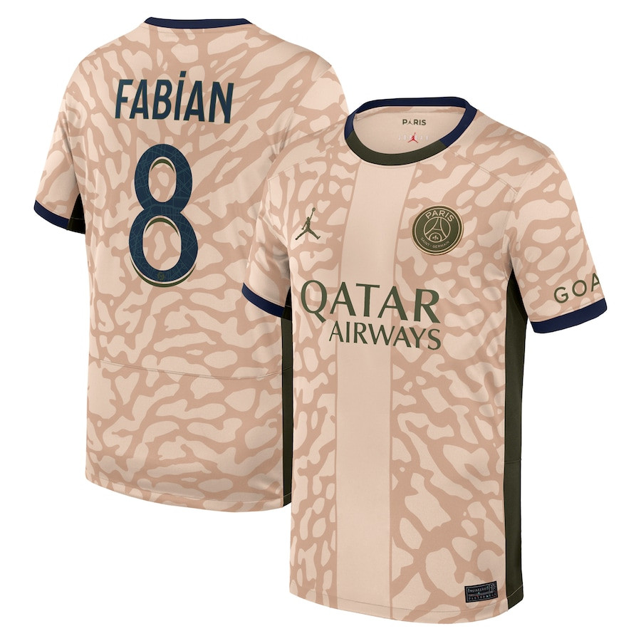Fabin Ruiz 8 Paris Saint-Germain 2023/24 Fourth Stadium YOUTH Jersey – Tan