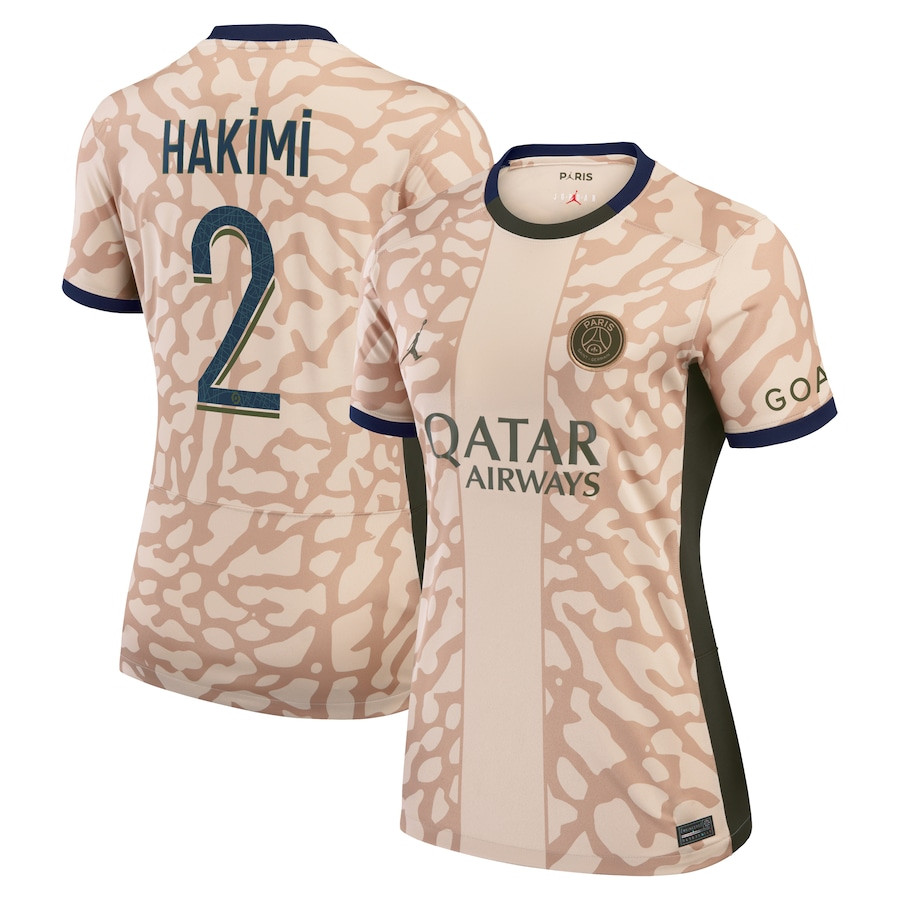 Achraf Hakimi 2 Paris Saint-Germain 2023/24 Fourth Stadium Women Jersey – Tan