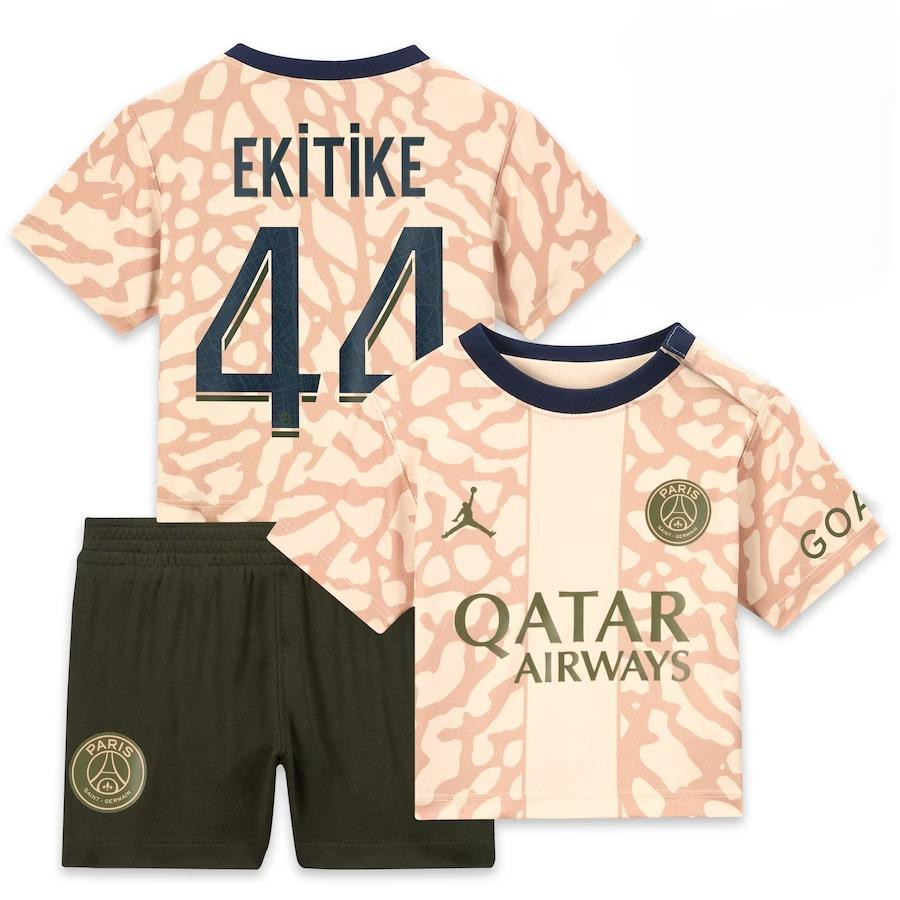 Hugo Ekitike 44 Paris Saint-Germain 2023/24 Fourth YOUTH Kit Jersey – Tan