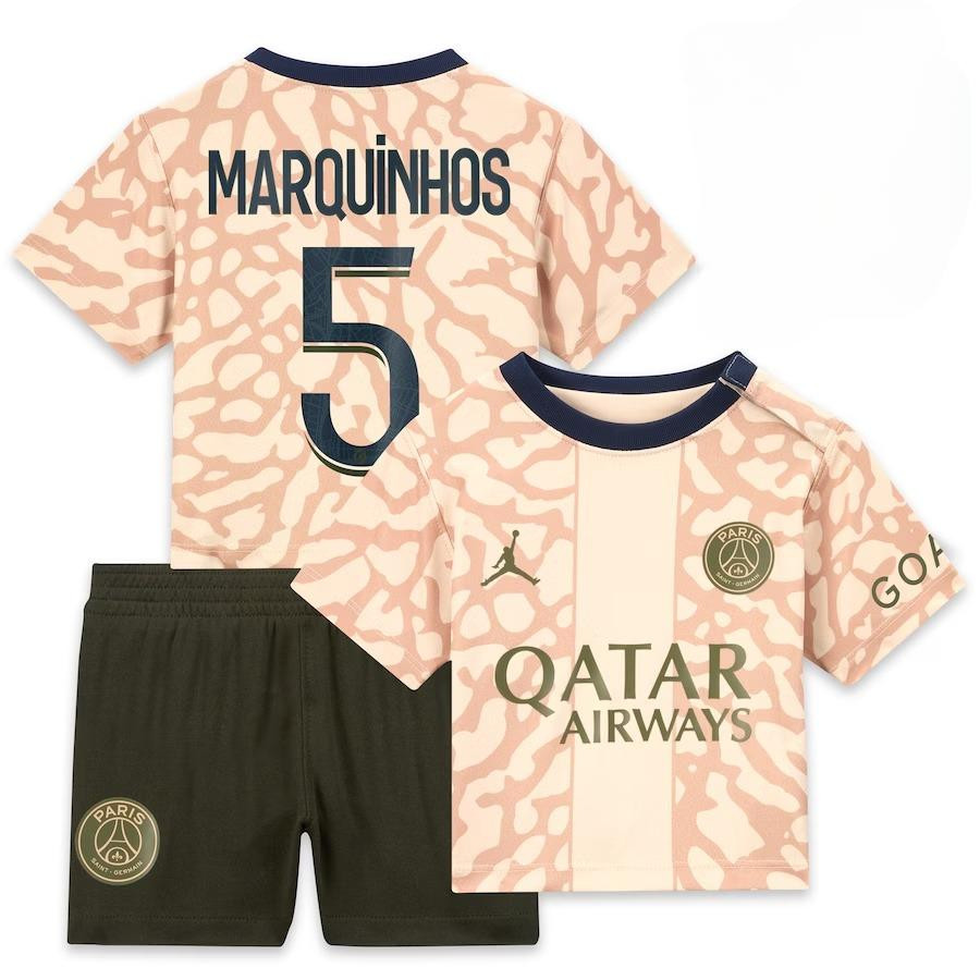 Marquinhos 5 Paris Saint-Germain 2023/24 Fourth YOUTH Kit Jersey – Tan