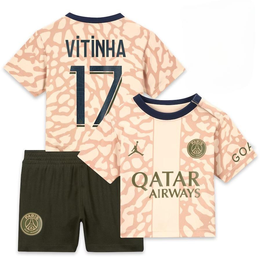 Vtor Ferreira 17 Paris Saint-Germain 2023/24 Fourth YOUTH Kit Jersey – Tan