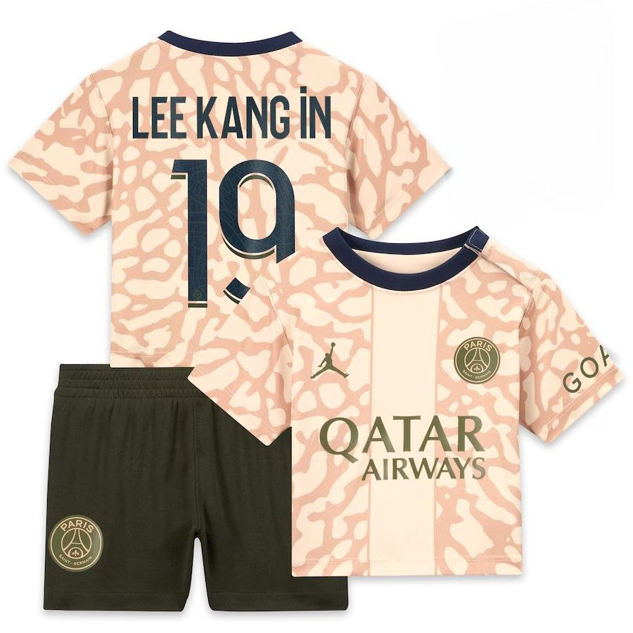 Lee Kang In 19 Paris Saint-Germain 2023/24 Fourth YOUTH Kit Jersey – Tan