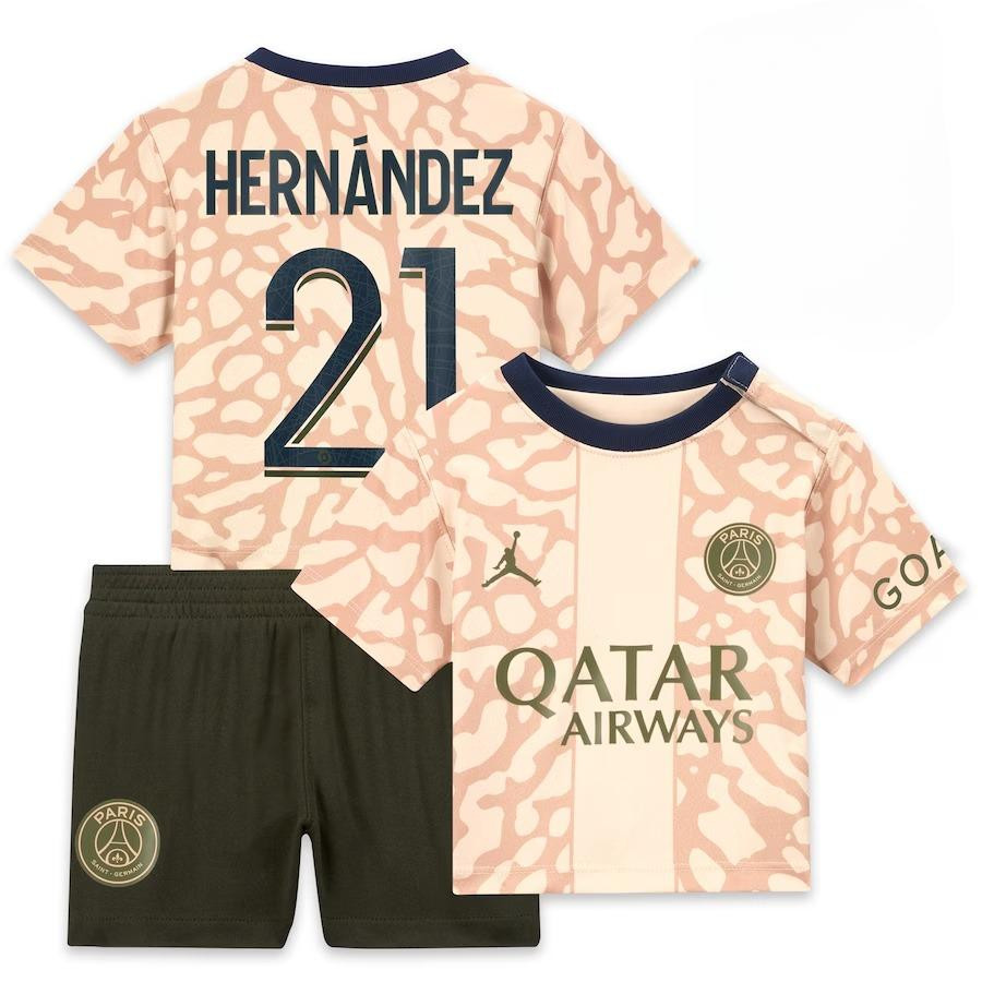 Lucas Hernandez 21 Paris Saint-Germain 2023/24 Fourth YOUTH Kit Jersey – Tan