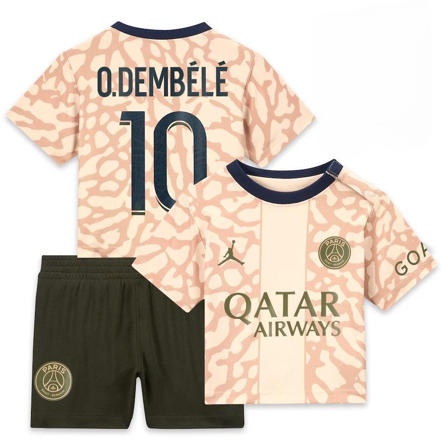 Ousmane Dembl 7 Paris Saint-Germain 2023/24 Fourth YOUTH Kit Jersey – Tan
